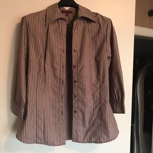 Fitted Pink Pinstriped Blouse